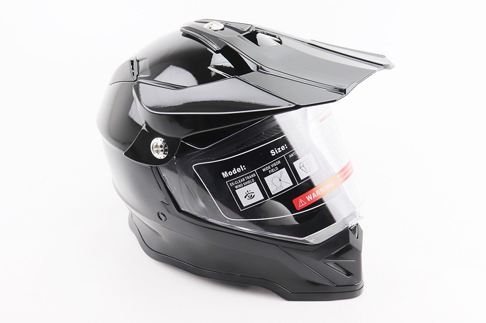 Шолом кросовий/ендуро/АТV зі склом BLD-819-7 М (57-58см), ЧОРНИЙ глянець Киев - изображение 1