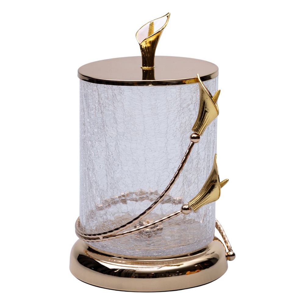 OYE ARTWARE Цукерниця скляна 14×23 см з квітковим металевим декором цукерниця з кришкою HP-7-6 Коломыя - изображение 3