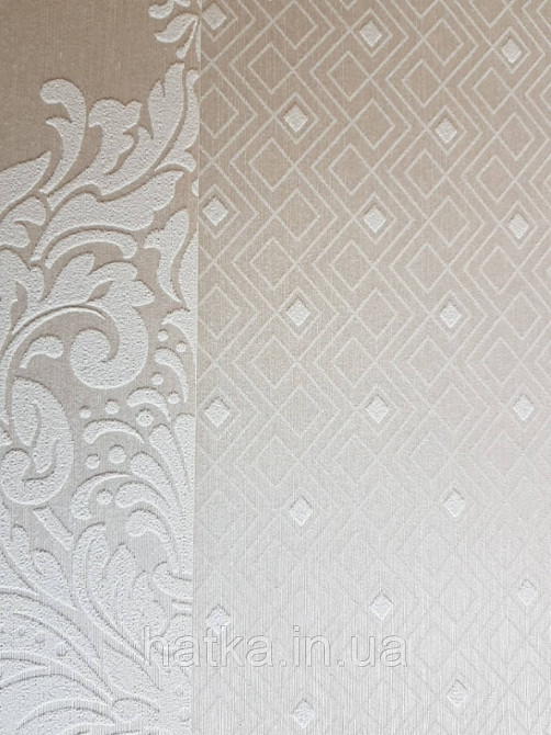 Текстильні шпалери на флізеліновій основі Cador Rasch Textil 086620 ромби геометрія абстракція молочні бежеві Київ - фото 2