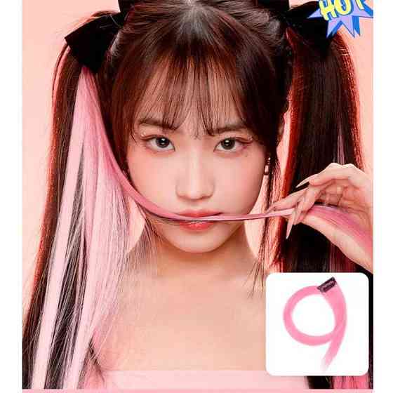 Цветная прядь волос на заколках 60 см светло-розовый Накладные волосы Винница