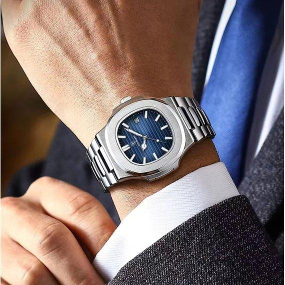 Мужские наручные часы Poedagar Great (Серебристые с синим) Винница - изображение 7