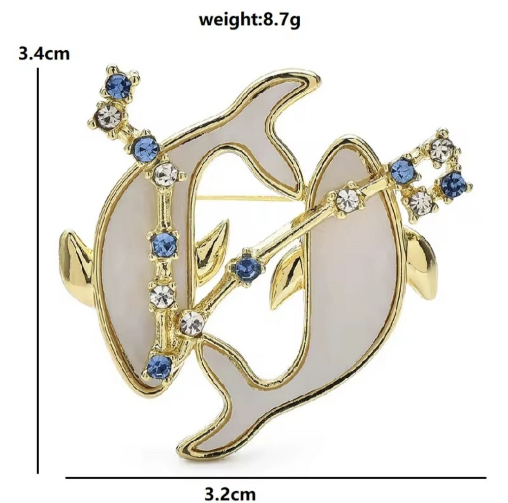 Брошка знак зодіаку "Риби" Золотистий Сміла - фото 2