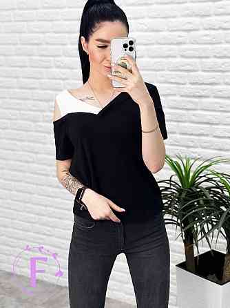 Трикотажна футболка "Black&White" оптом | Норма і батал Чорний, 50-52 Київ