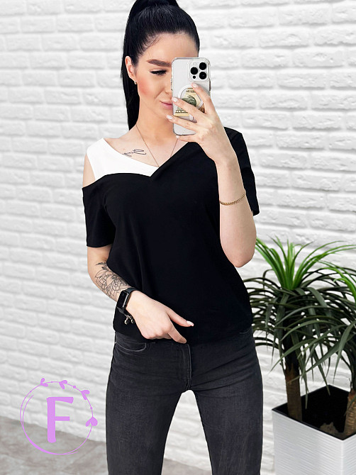 Трикотажна футболка "Black&White" оптом | Норма і батал Чорний, 50-52 Київ - фото 2