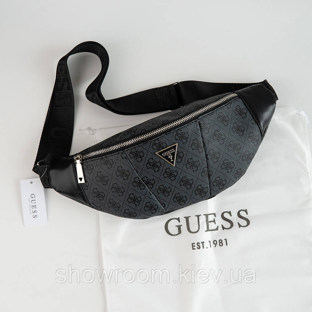 Жіноча сумка "бананка", слінг на пояс та на груди Guess (7518-1) сіра Київ - фото 1