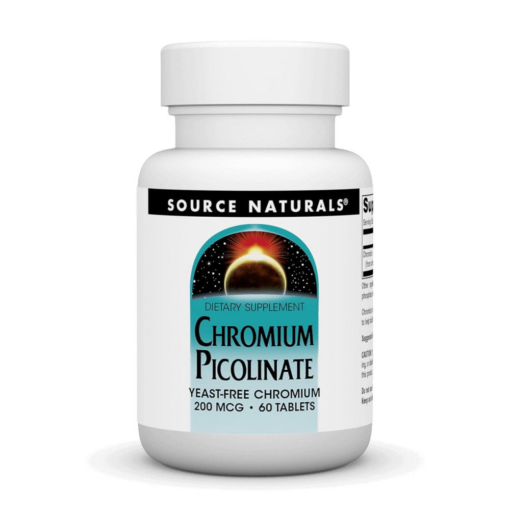 Хром піколінат Source Naturals Chromium Picolinate 200 mcg Yeast Free 60 таб Київ - фото 1