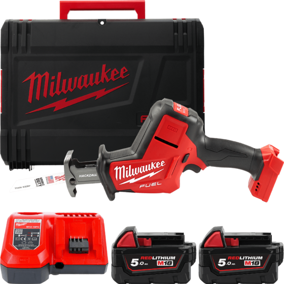 Пила шабельна акумуляторна MILWAUKEE, M18 FHZ-502X (зарядий пристрій M12-18 FC, 2 акумулятори М18 В5 5Аг, полотно, HDкейс) Одеса