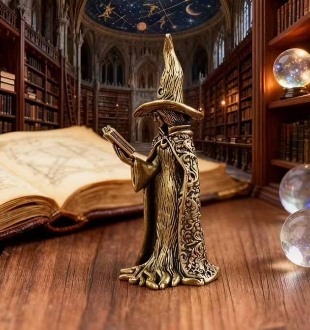 Фигурка ведьма с книгой бронзовая миниатюра декоративная Киев - изображение 4