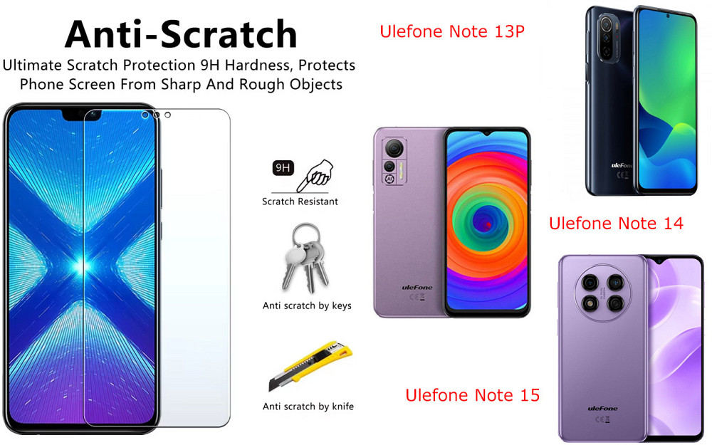 Защитное стекло NeoGlass для Ulefone Note 13P, Note 14, Note 15 – ультрапрозрачное и устойчивое Киев - изображение 1