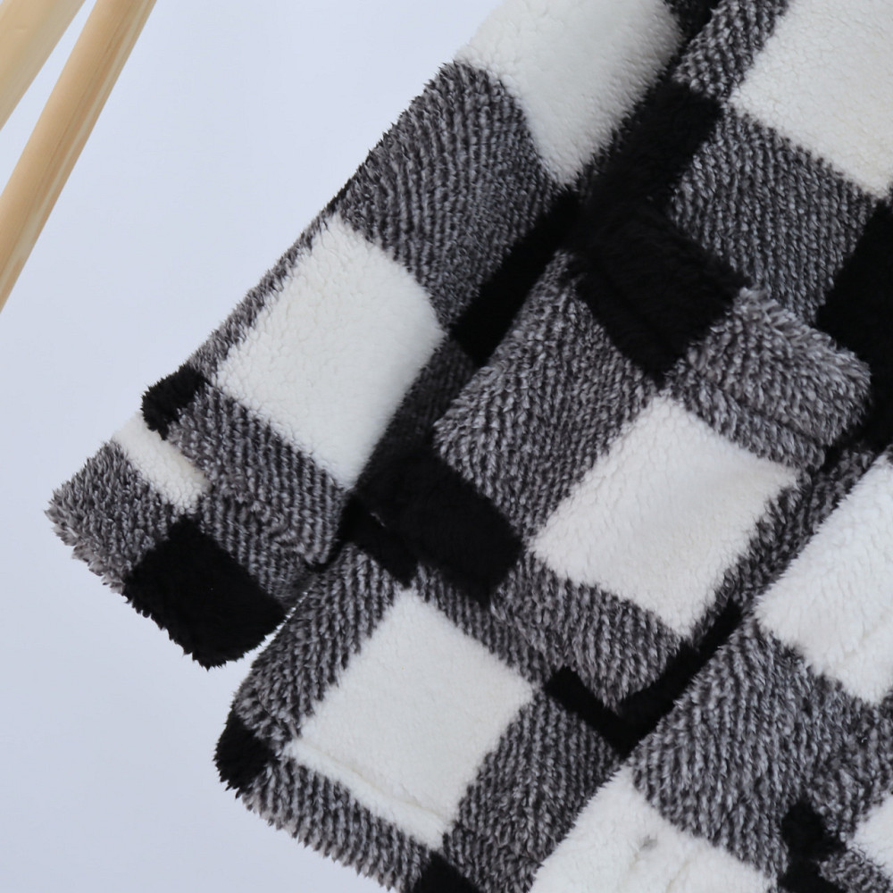 Детская теплая куртка тедди на змейке в черно-белую клетку Каменец-Подольский - изображение 4