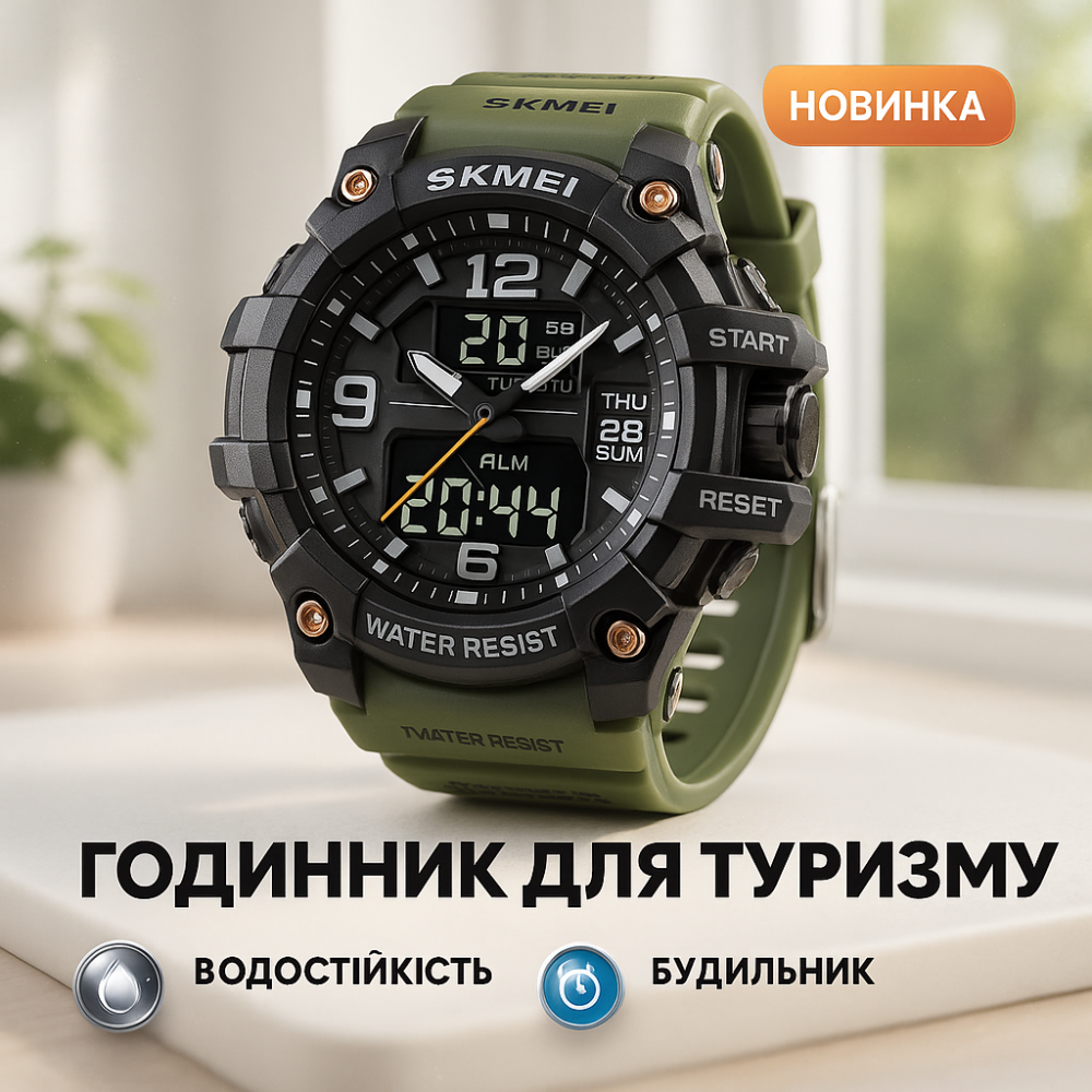 Спортивные часы мужские водонепроницаемы SKMEI 2222AG, Часы военной тематики для туризма DR-50 Львов - изображение 12