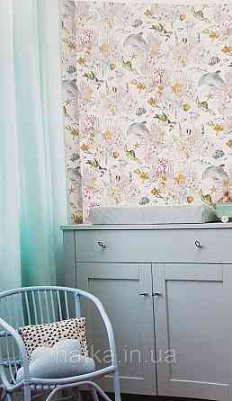 Шпалери флізелінові Decoprint Good Vibes 0.53х10 м дитячі молодіжні дерева пальми тропіки написи салатові Київ