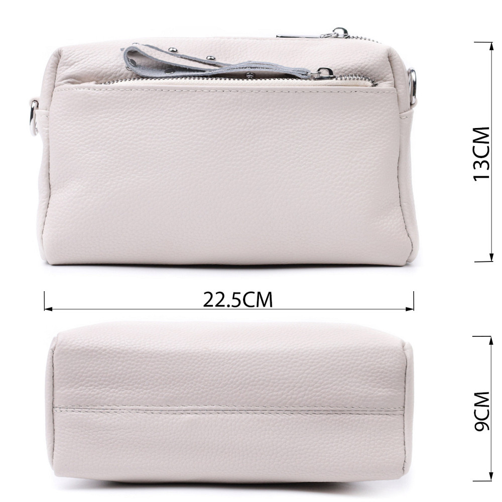 Интересная женская кожаная сумка из стильным бегунком Vintage 22653 Белая Киев - изображение 3