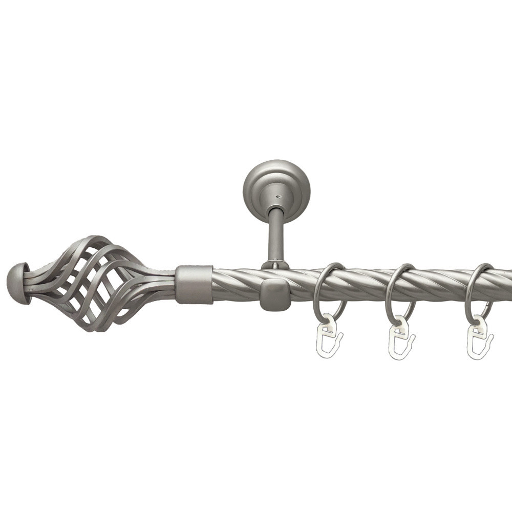 Карниз Orvit Арезо металевий однорядний відкритий скручена труба кільце металеве Сатин 19 мм 160 см (00-00022966) Львів - фото 1