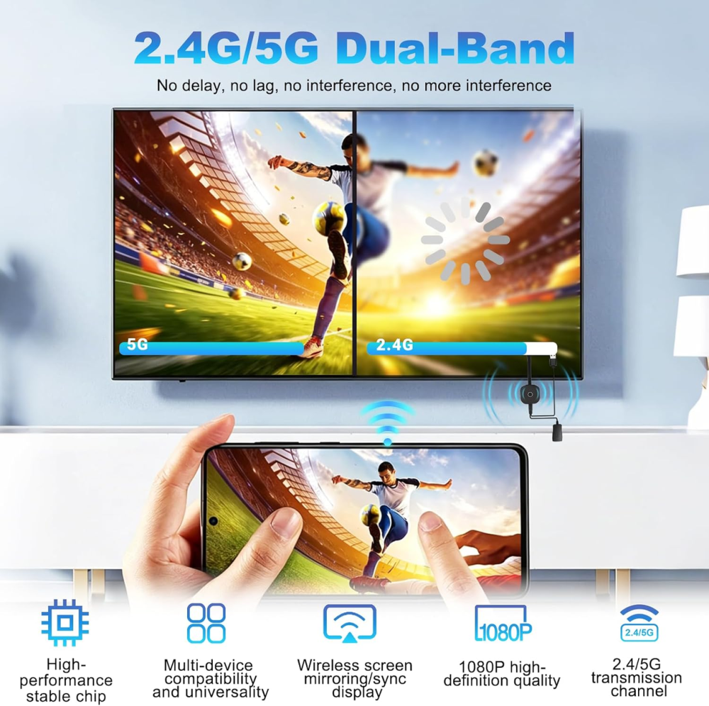 Бездротовий HDMI-адаптер 4K Ultra HD, Wi-Fi 2.4/5 ГГц, трансляція екрана iPhone/Android/Windows/macOS, до 20 м Київ - фото 4
