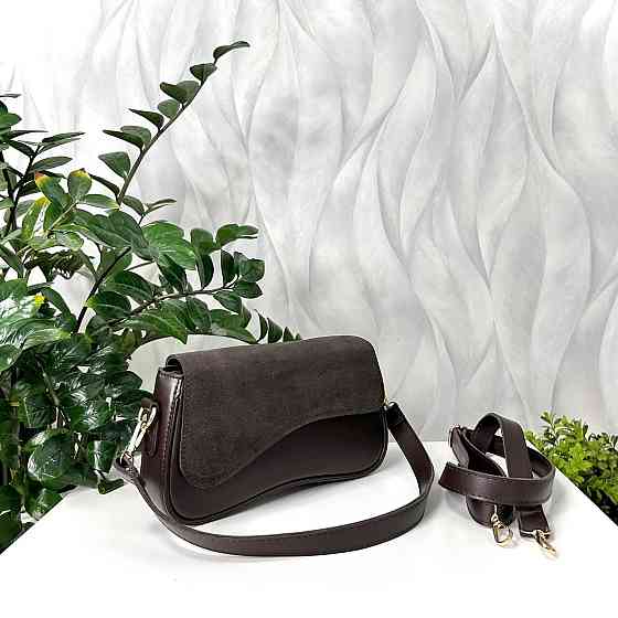 Гарний, стильний клатч. НАТУРАЛЬНА ЗАМША +еко шкіра. Коричневий. 301-41 Київ