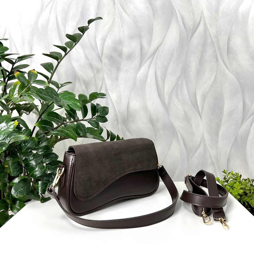 Красивый, стильный клатч. НАТУРАЛЬНАЯ ЗАМША+эко кожа. Коричневый. 301-41 Киев - изображение 4