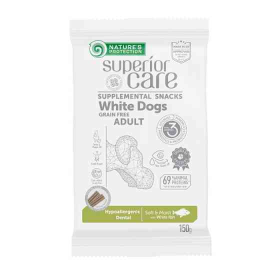 Nature's Protection Superior Care White Dogs Hypoallergenic & Dental Care Беззернові ласощі для дорослих собак із білим забарвленням з білою  Київ