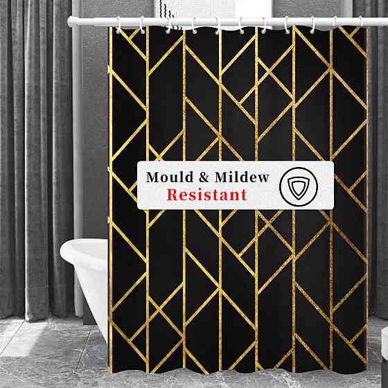 Шторка для ванны из полиэстера водонепроницаемая Bathlux 180x180 см с кольцами, занавеска для ванной комнаты Каменец-Подольский