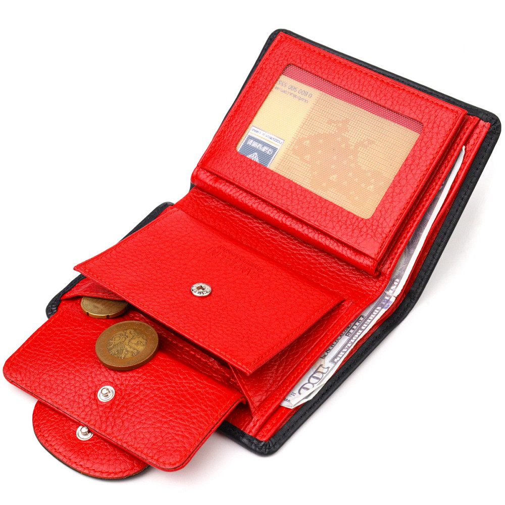 Удобный вертикальный кошелек из натуральной гладкой кожи CANPELLINI 21683 Черный Киев - изображение 7