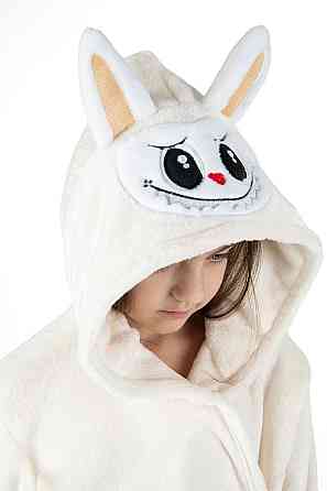 Халат дитячий теплий велсофт Лабубу, молочний топ Юрма одяг Київ