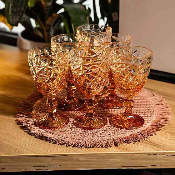 Набір келихів для вина 6 штук 240 мл на ніжці скляні Yiwu HP-19-190 Коломыя