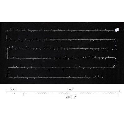 Гірлянда Delux STRING С 200 LED 10m Теплий білий/прозорий IP20 (90017981) Вінниця - фото 4