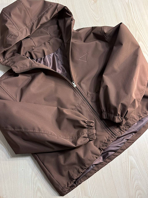 Куртка женская YZY 30046 ветровка оверсайз с капюшоном one size, коричневый, one size Киев - изображение 6