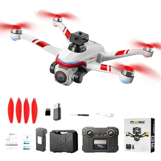 Беспроводный дрон с экранным пультом дистанционного управления FPV-камерой, оптическим позиционированием и системой управления XKJ K15MAX Белый Коломыя