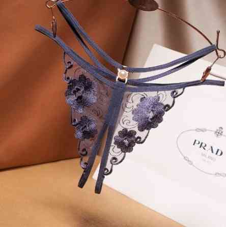 Стрінги з розрізом сині - розмір універсальний, резинка до 90см Київ