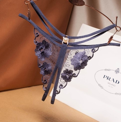 Стрінги з розрізом сині - розмір універсальний, резинка до 90см Київ - фото 1