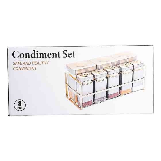 Набір для приправ та спецій на підставці 8 штук з кришками Сірий HP-1366 Коломия