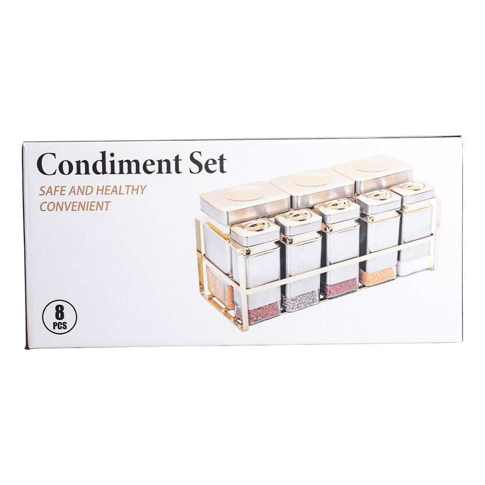 Набір для приправ та спецій на підставці 8 штук з кришками Сірий HP-1366 Коломия - фото 5