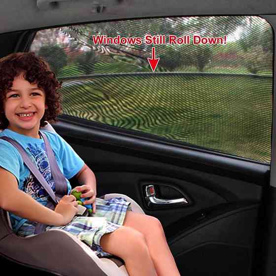 Сонцезахисна сітка Eleoption 114×74 см чорна універсальна шторка на бокове скло захист від сонця UV 98% Київ