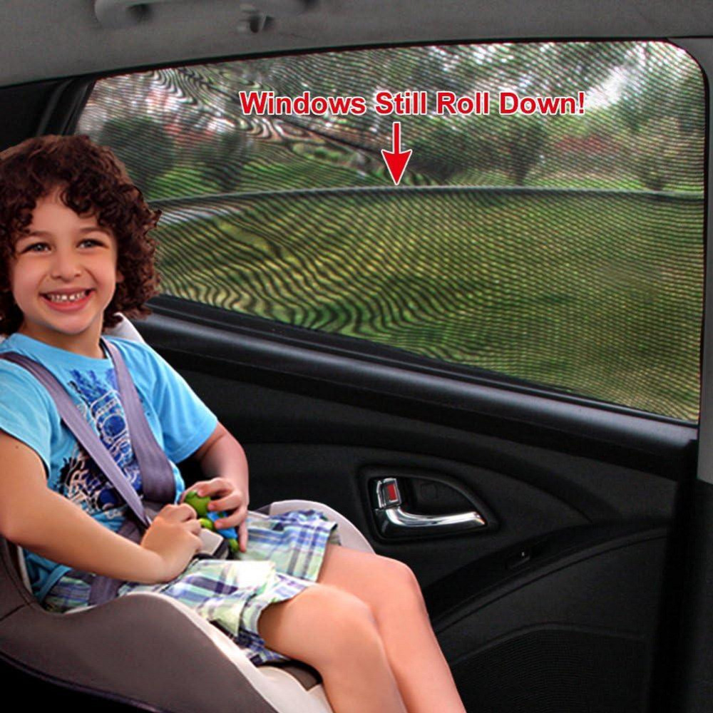 Сонцезахисна сітка Eleoption 114×74 см чорна універсальна шторка на бокове скло захист від сонця UV 98% Київ - фото 2