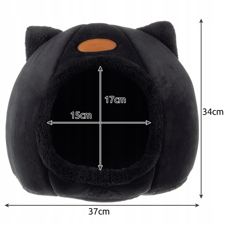 Плюшевая Домик - лежанка для кошек до 6 кг Purlov (21947) Black Нововолынск - изображение 8