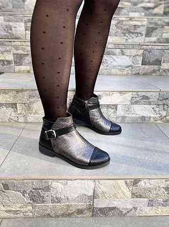 Жіночі черевики 218 срібні шкіра-сатин натуральна 36р. (1205) Коломыя