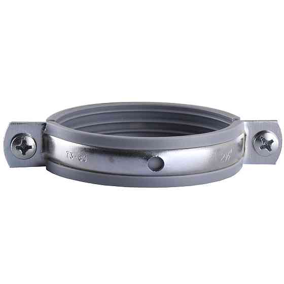 Хомут у зборі CR 2 1/2" (70-80 мм) з гвинтом-шурупом 8*100 і дюбелем у уп., сірий Київ