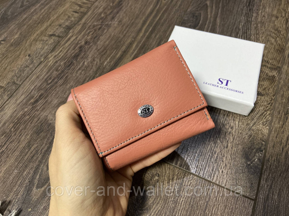 Мініатюрний жіночий гаманець з натуральної шкіри помаранчевого кольору ST Leather 440 Київ - фото 5