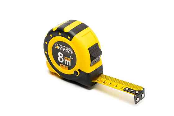 MASTERTOOL Рулетка MASTERTOOL 8 м×25 мм з магнітами 2 фіксатори кнопка STOP покриття TPR нейлон Коломия
