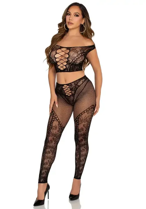 Комплект Leg Avenue Off Shoulder Crop Top and Legging One Size Львов - изображение 3