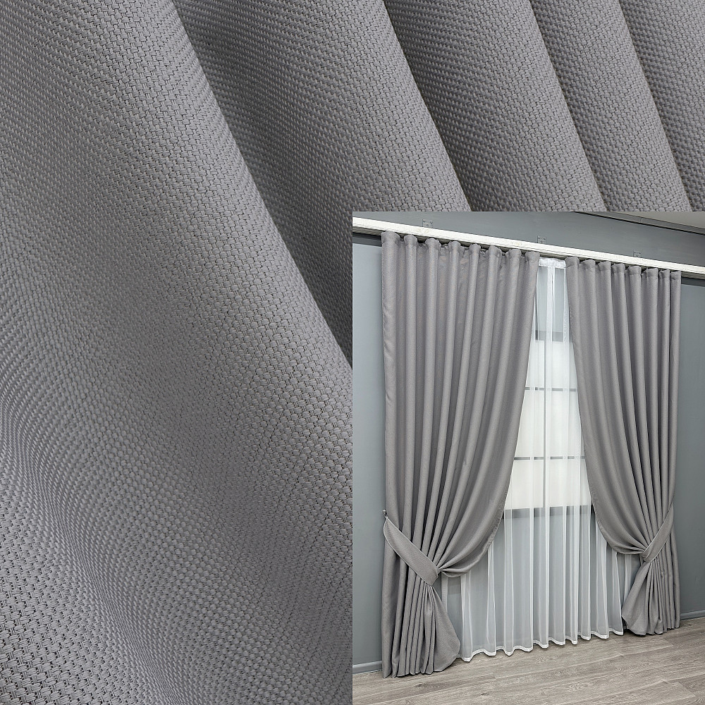 Комплект готових штор VR-Textil Льон-блекаут № 1397ш Сірий 200х290см 2 шт (32-518) Київ - фото 1