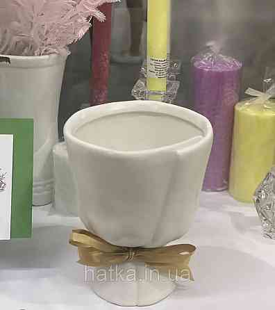 Керамічне кашпо ваза "Пастель" 15-12 см біле 8921-001 Київ