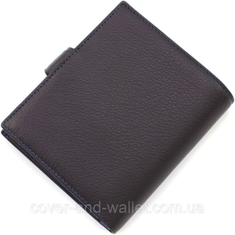 Стильный мужской кожаный кошелек вертикального типа черно-синего цвета Marco Coverna 1005A Киев - изображение 5