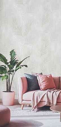 Обои винил на флизелине горячего тиснения DUKA Selective1.06х10 листья папоротника.серые белые на сером  DK322 Киев