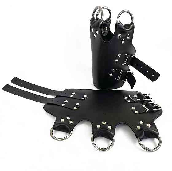 Поножі-манжети для підвісу за ноги Art of Sex – Leg Cuffs For Suspension, чорні, натуральна шкіра Sex Aura Київ