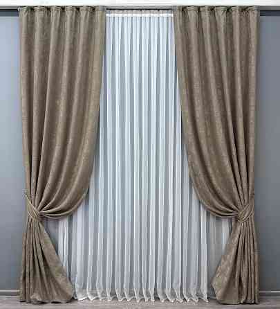 Комплект готових штор VR-Textil Жакард Sultan № 874ш Какао 150х270 см 2 шт (33-0576) Київ