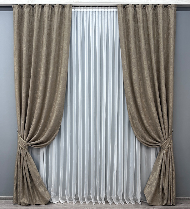 Комплект готових штор VR-Textil Жакард Sultan № 874ш Какао 150х270 см 2 шт (33-0576) Київ - фото 2