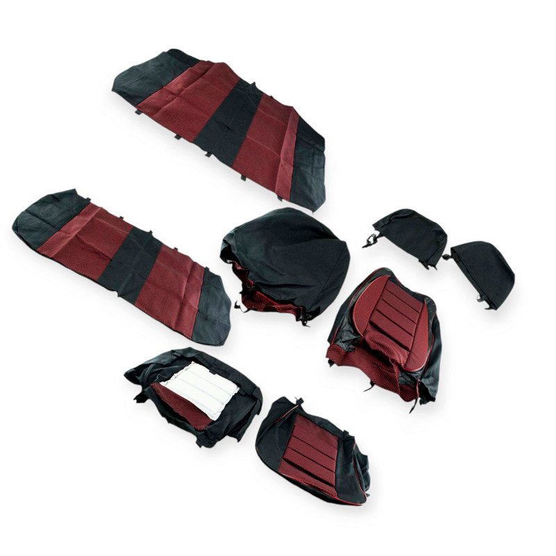 Чохли ваз 2106, 2103 "пілот" червоні комбіновані салону Мукачево - фото 1