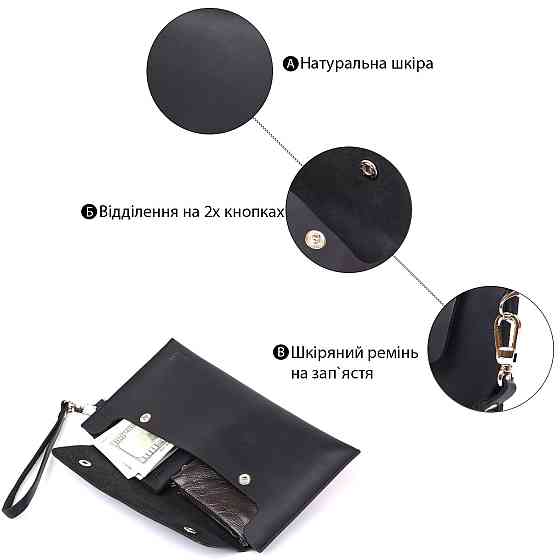 Кожаная матовая тревел-косметичка унисекс Shvigel 16426 Черный Киев